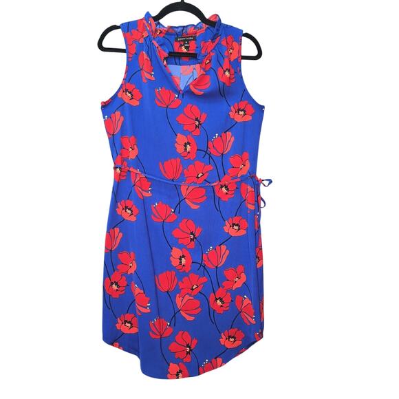 41 Hawthorn Dress Womens XS Blue Poppy Floral Sleeveless Belted V Neck Boho - Picture 1 of 10